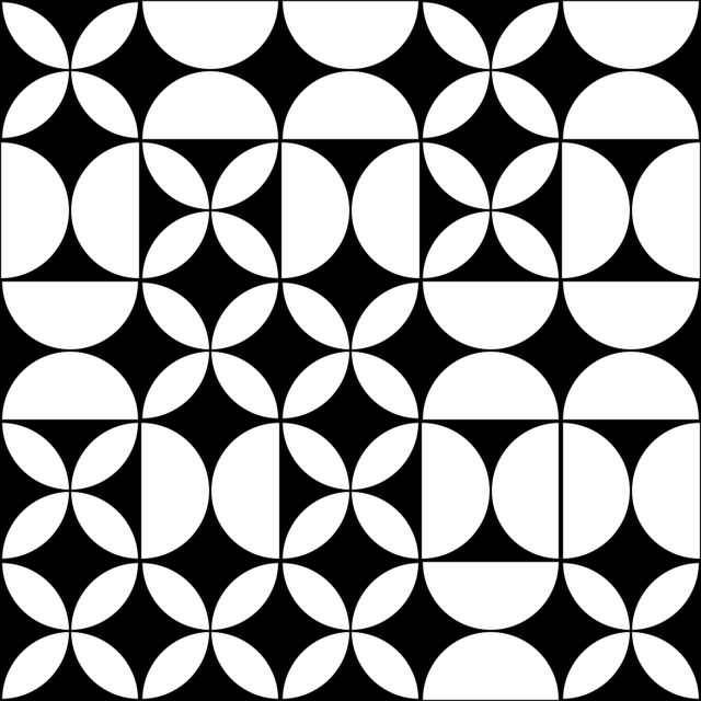 Infinite Hue: "Combined Semicircles" pattern available in hundreds of different colors. The Black & White image of the design.