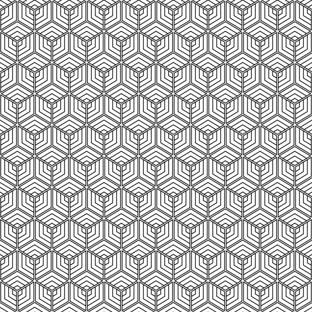 Infinite Hue: "Cubic Hex" pattern available in hundreds of different colors. The Black & White image of the design.