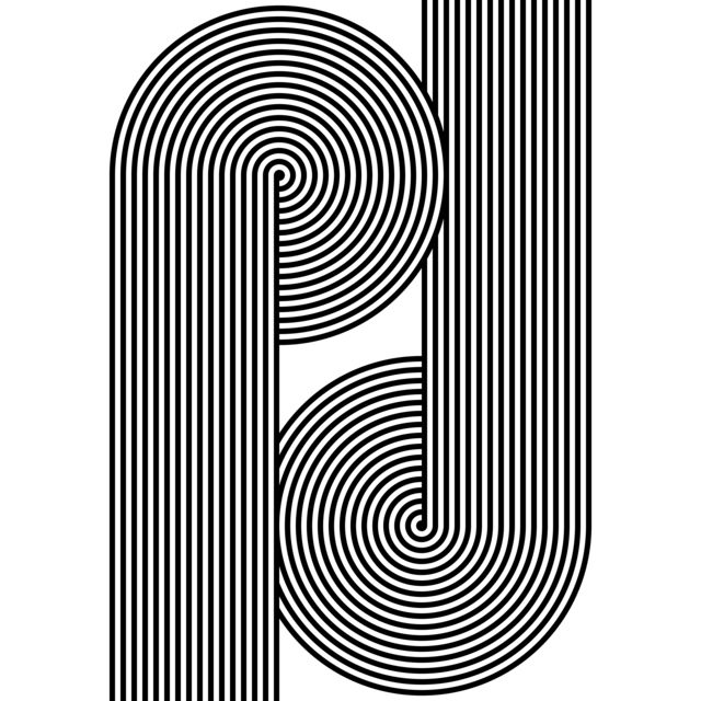 Infinite Hue: "Cul de Sac" pattern available in hundreds of different colors. The Black & White image of the design.