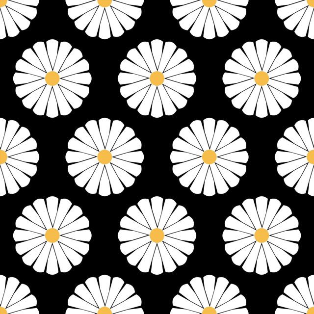 Infinite Hue: "Daisies" pattern available in hundreds of different colors. The Black & White image of the design.