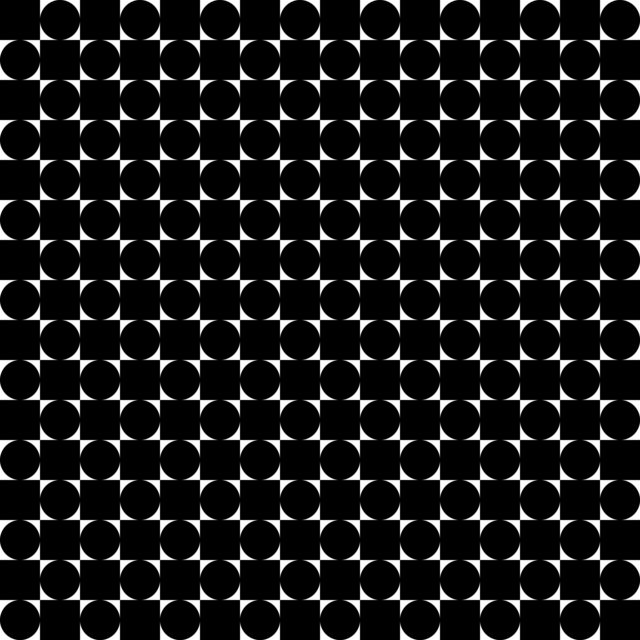Infinite Hue: "Dot Square" pattern available in hundreds of different colors. The Black & White image of the design.