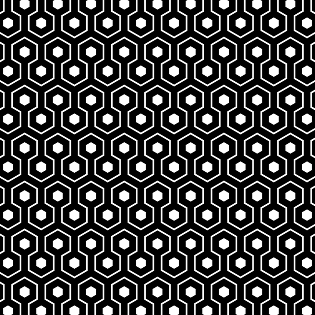 Infinite Hue: "Hex" pattern available in hundreds of different colors. The Black & White image of the design.