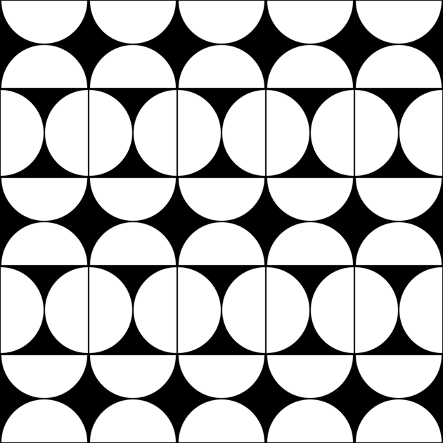 Infinite Hue: "Semicircles" pattern available in hundreds of different colors. The Black & White image of the design.