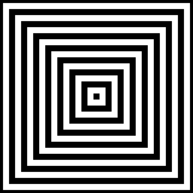 Infinite Hue: "Square Bullseye" pattern available in hundreds of different colors. The Black & White image of the design.
