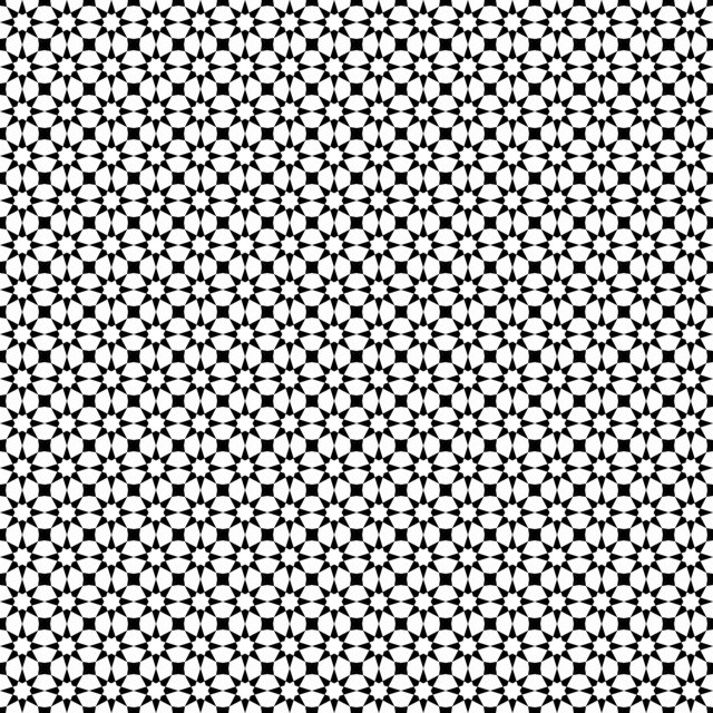 Infinite Hue: "Starbursts" pattern available in hundreds of different colors. The Black & White image of the design.
